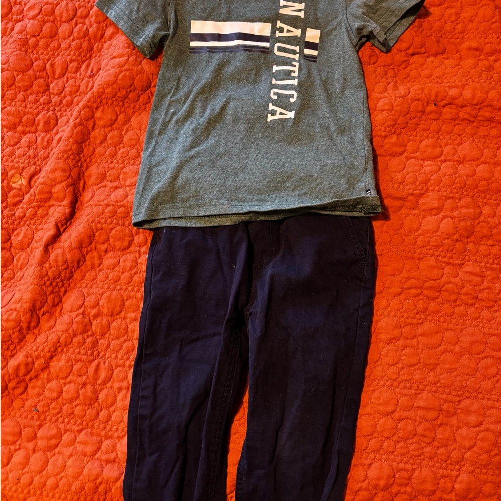 Nautica Green T-Shirt and Blue Pants